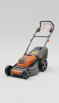 Cordless lawn mower with easy-carry frame