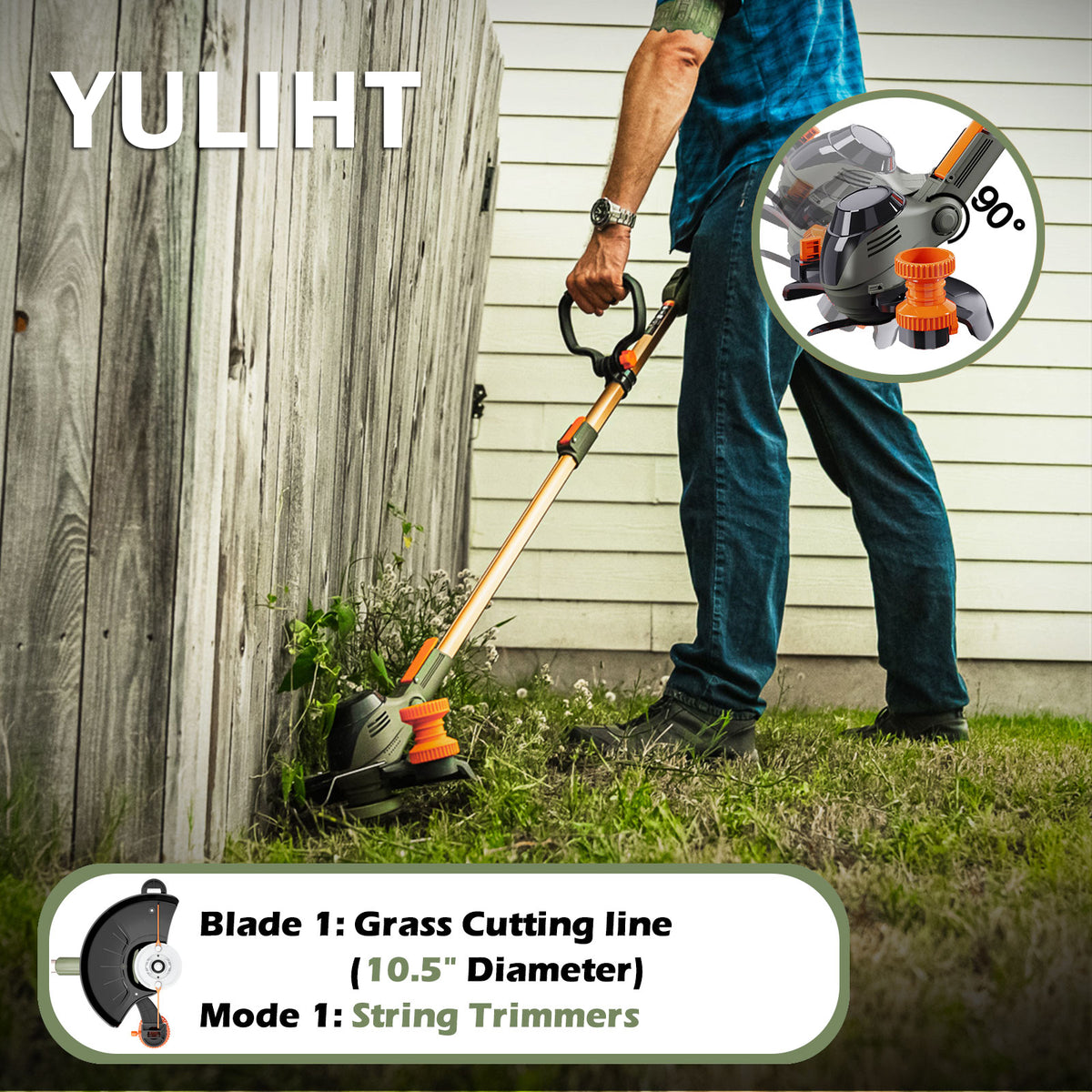 YULIHT 20V 12" Cordless String Trimmer & Electric Lawn Edger