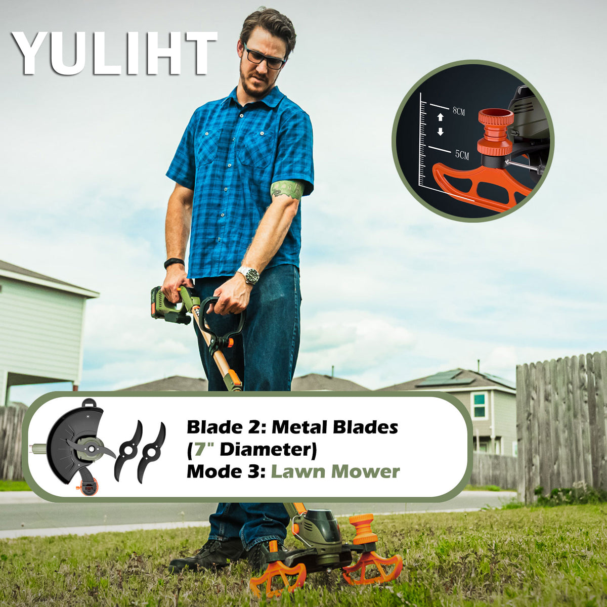 YULIHT 20V 12" Cordless String Trimmer & Electric Lawn Edger