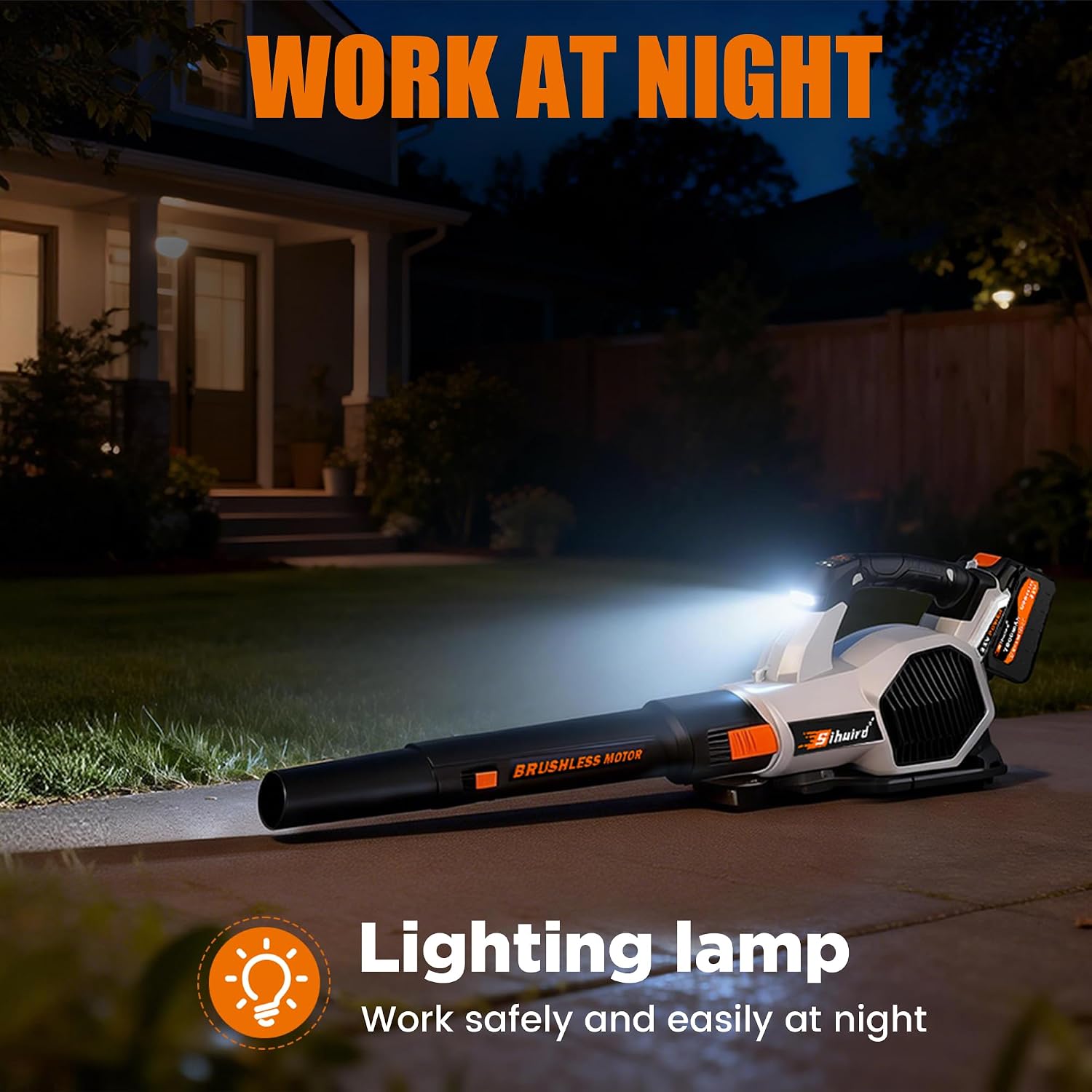Sihuird Leaf Blower Cordless, 765CFM Electric Leaf Blowers with 2 x 7.8Ah Batteries and Dual Rapid Charger, 3- Speed & Turbo Mode, with LED lighting, 1 x Shoulder Strap, Blowers for Lawn Care - SL9501