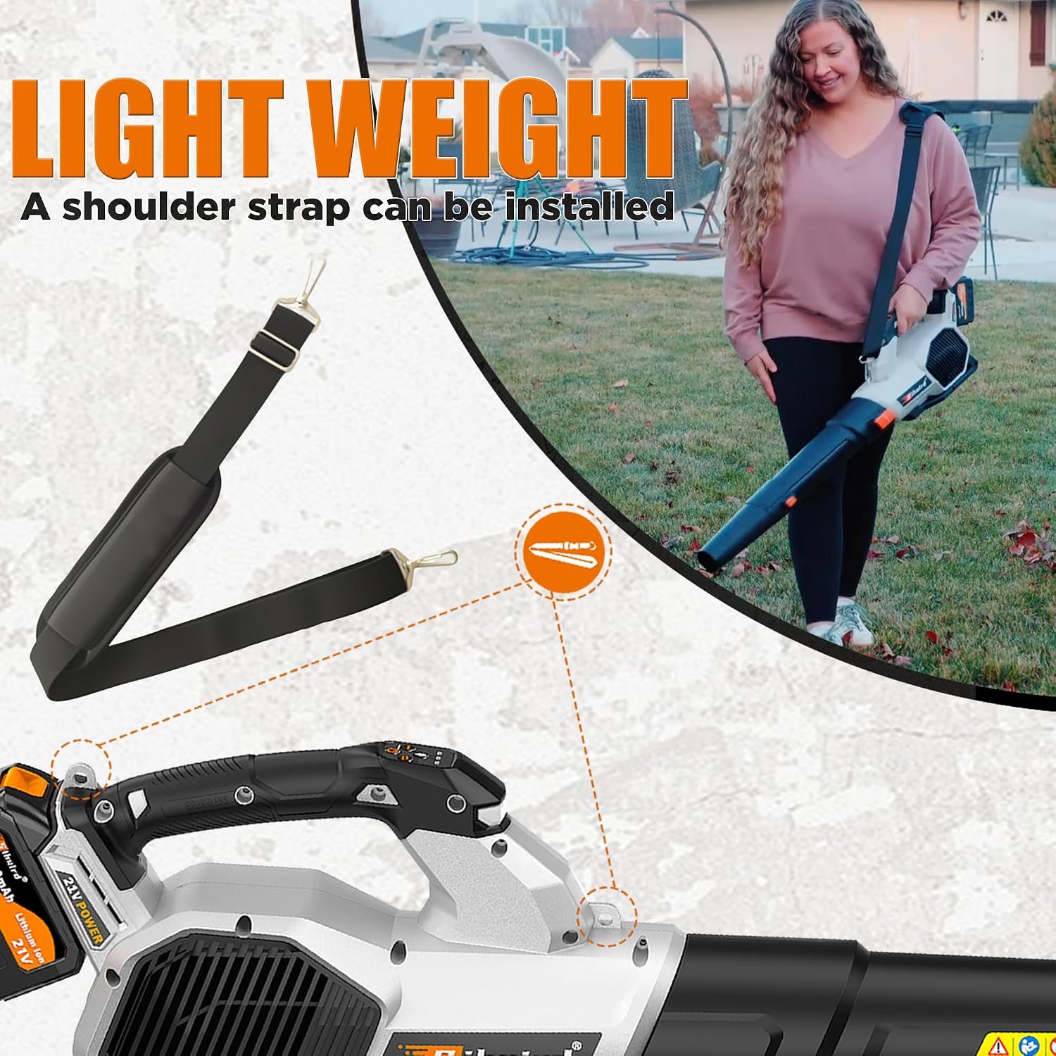Sihuird Leaf Blower Cordless, 765CFM Electric Leaf Blowers with 2 x 7.8Ah Batteries and Dual Rapid Charger, 3- Speed & Turbo Mode, with LED lighting, 1 x Shoulder Strap, Blowers for Lawn Care - SL9501